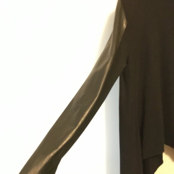 Danier Genuine Leather Sleeve Open Waterfall Handkerchief Cardigan - Picture 5 of 16